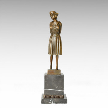 Classical Statue Frugal/Plain Lady Bronze Sculpture, D. H. Chiparus TPE-178